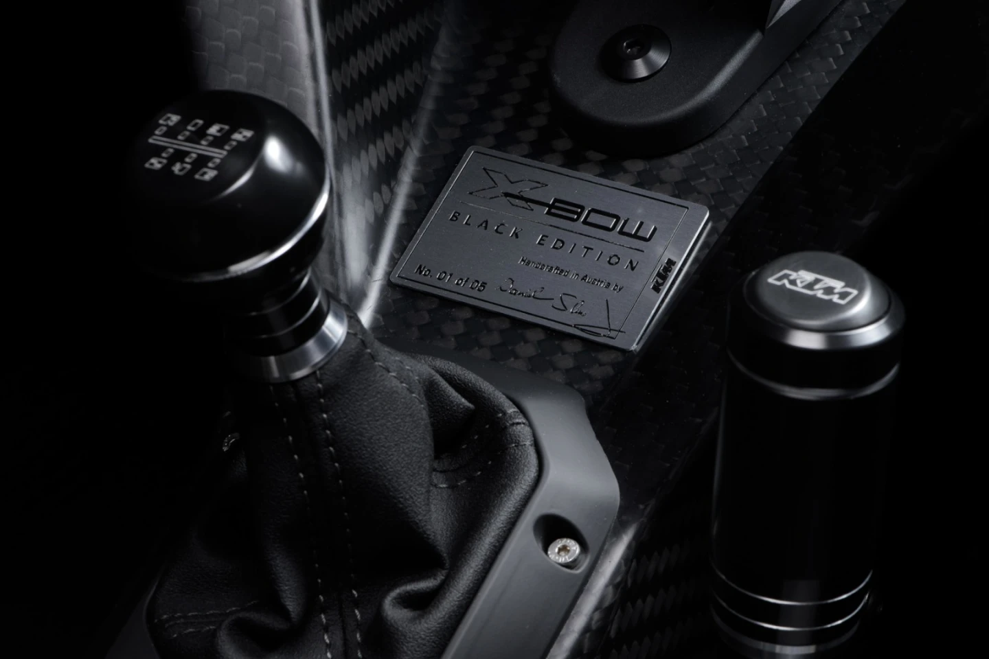 An aluminum badge on the center console of the Black Edition displays the vehicle production number