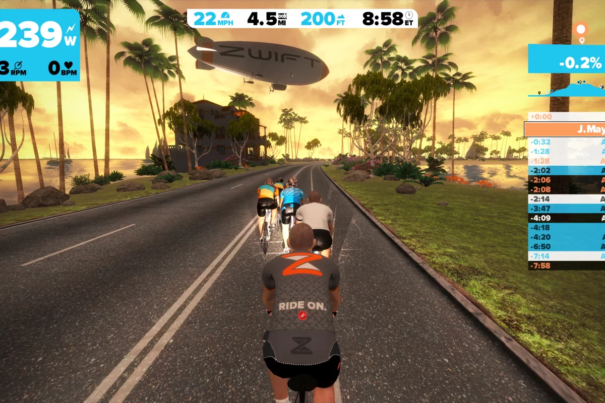 It might not be the actual open road, but staring at a Zwift world like this might beat just watching a TV while you train this winter