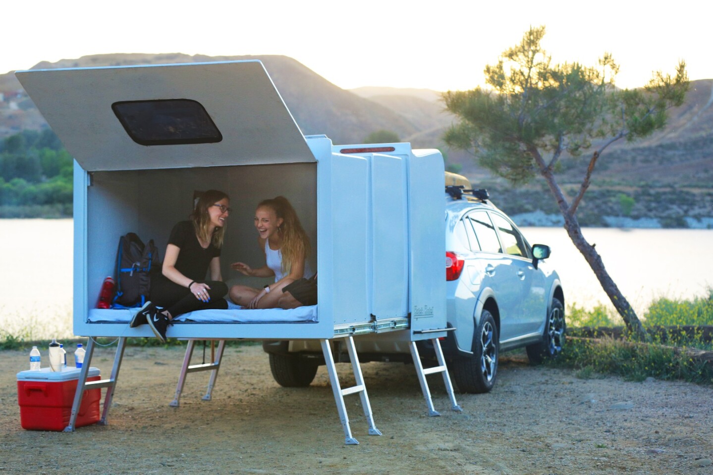 Camping out in the two/three-person Hitch Hotel