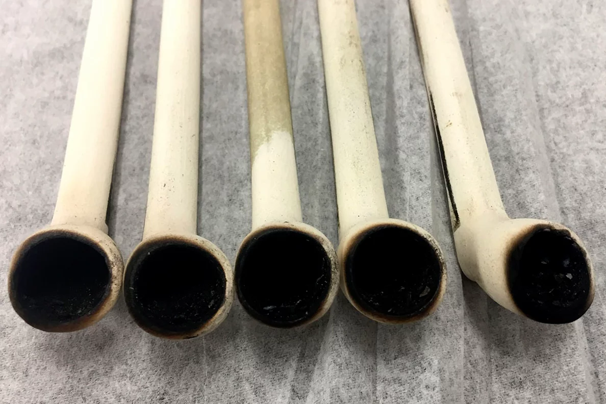 Replica pipes used to experimentally "smoke" tobacco and other native plants in WSU laboratories for the study