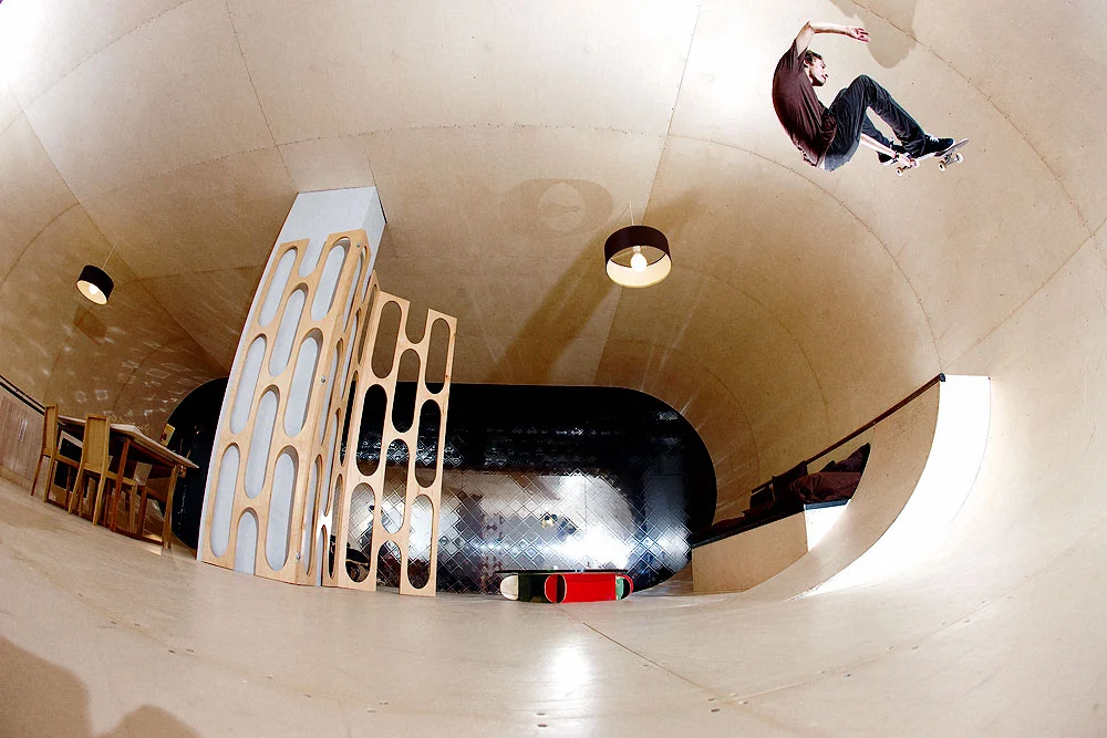 The PAS House is a dwelling meant as a tribute to the skateboarding lifestyle, featuring 'skateable' walls and furniture.