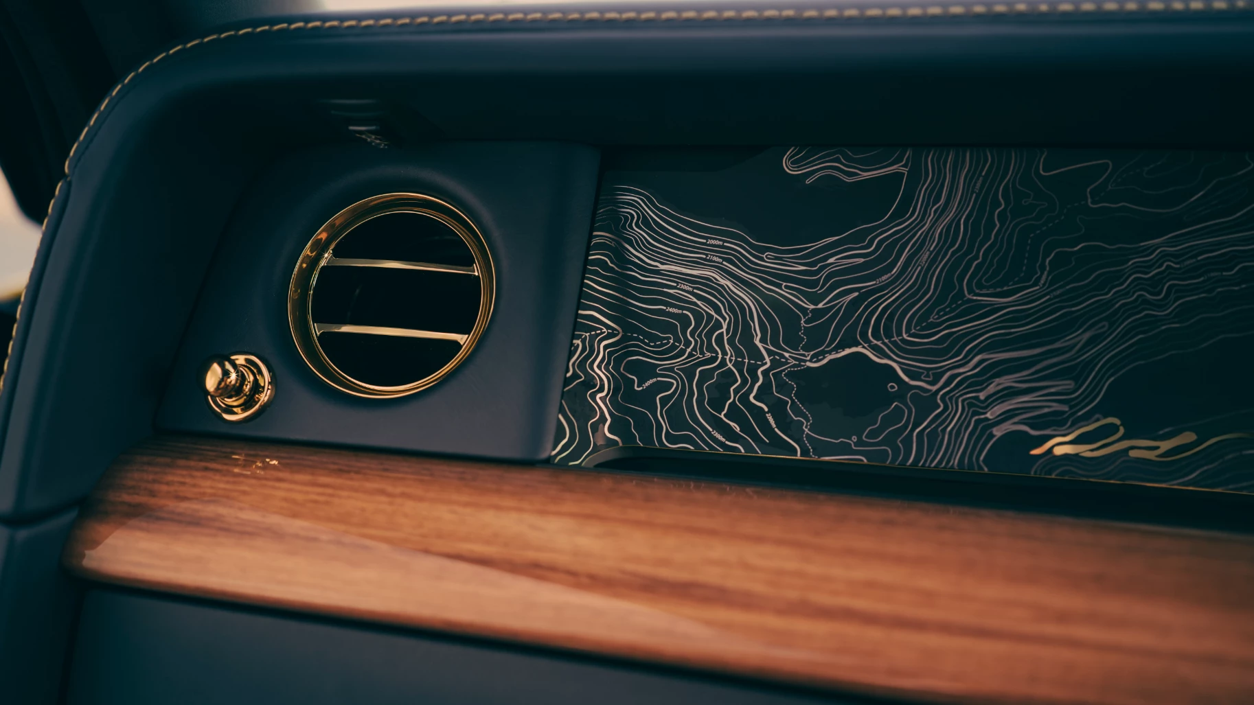 The interior has a number of gold accents