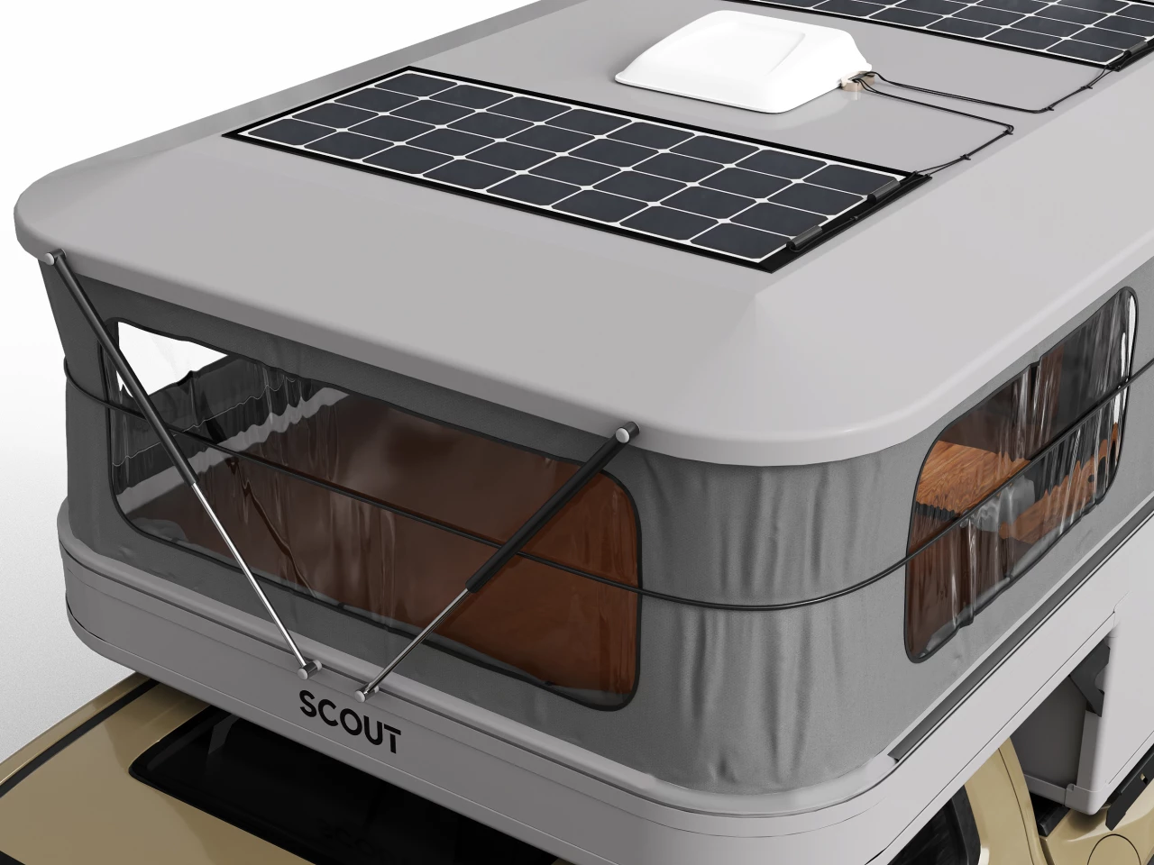 Each window includes a bug screen, clear zippered panel and fabric weather protection