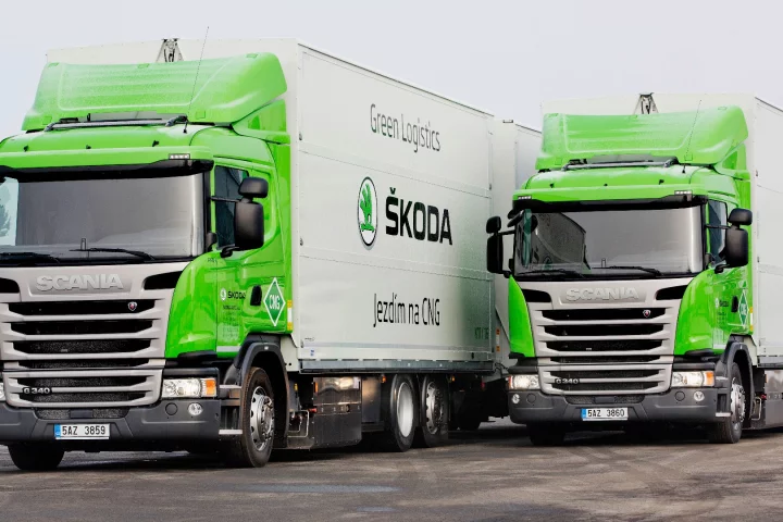 The CNG trucks being used by Skoda