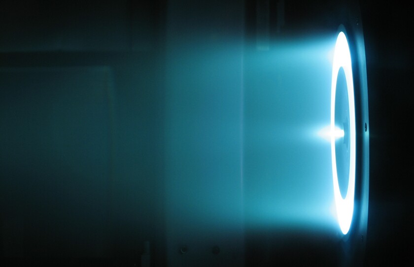 A Hall thruster in operation (Photo: NASA/JPL)