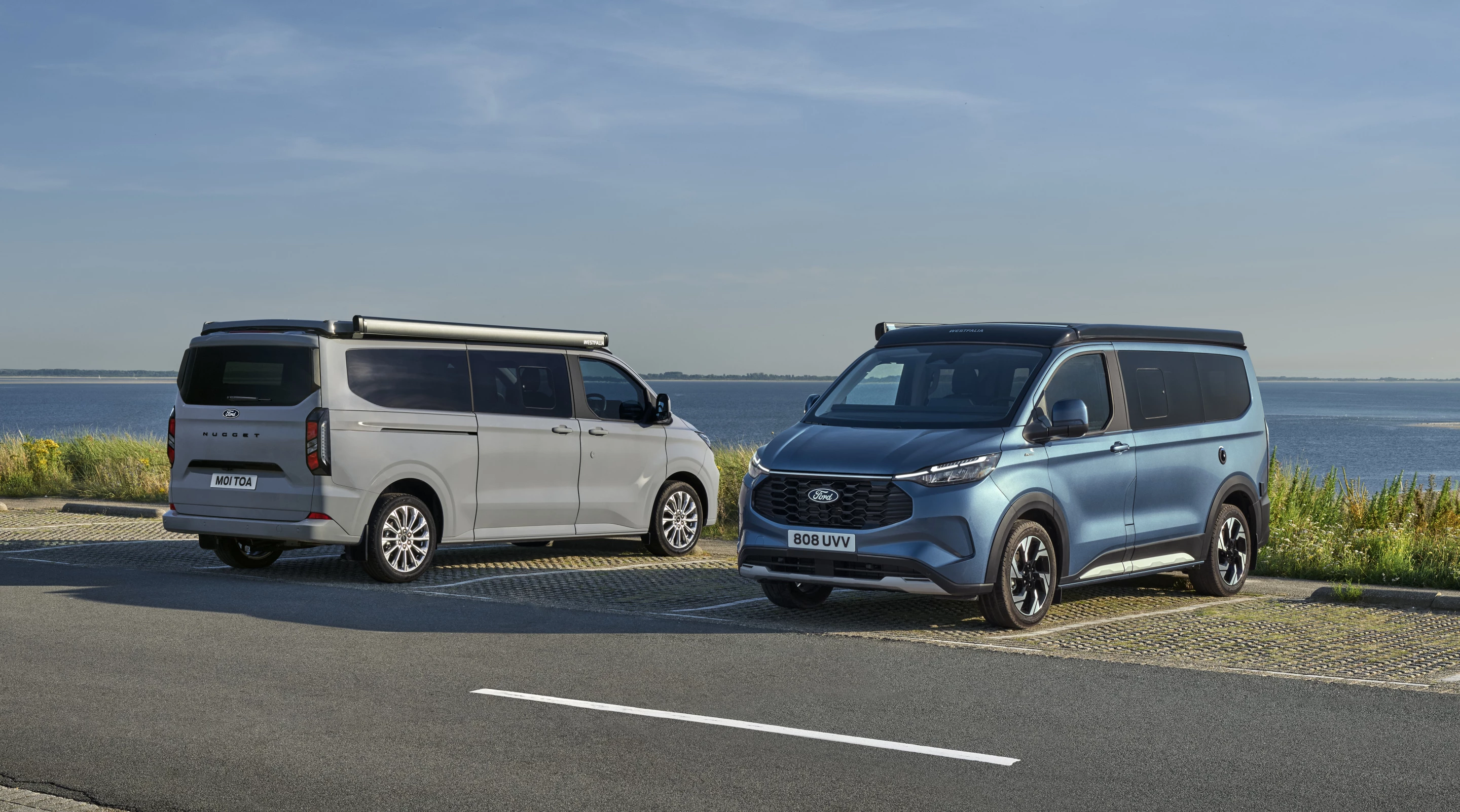 Ford long-wheelbase Nugget Titanium (left) and Nugget Active PHEV