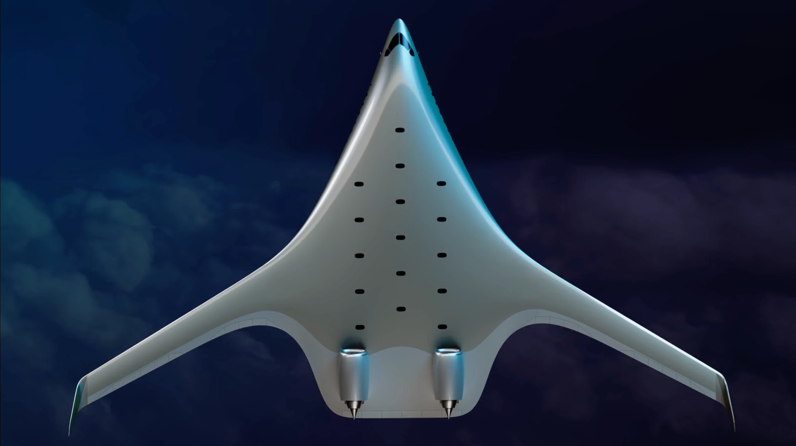 A much broader fuselage, with no tail required