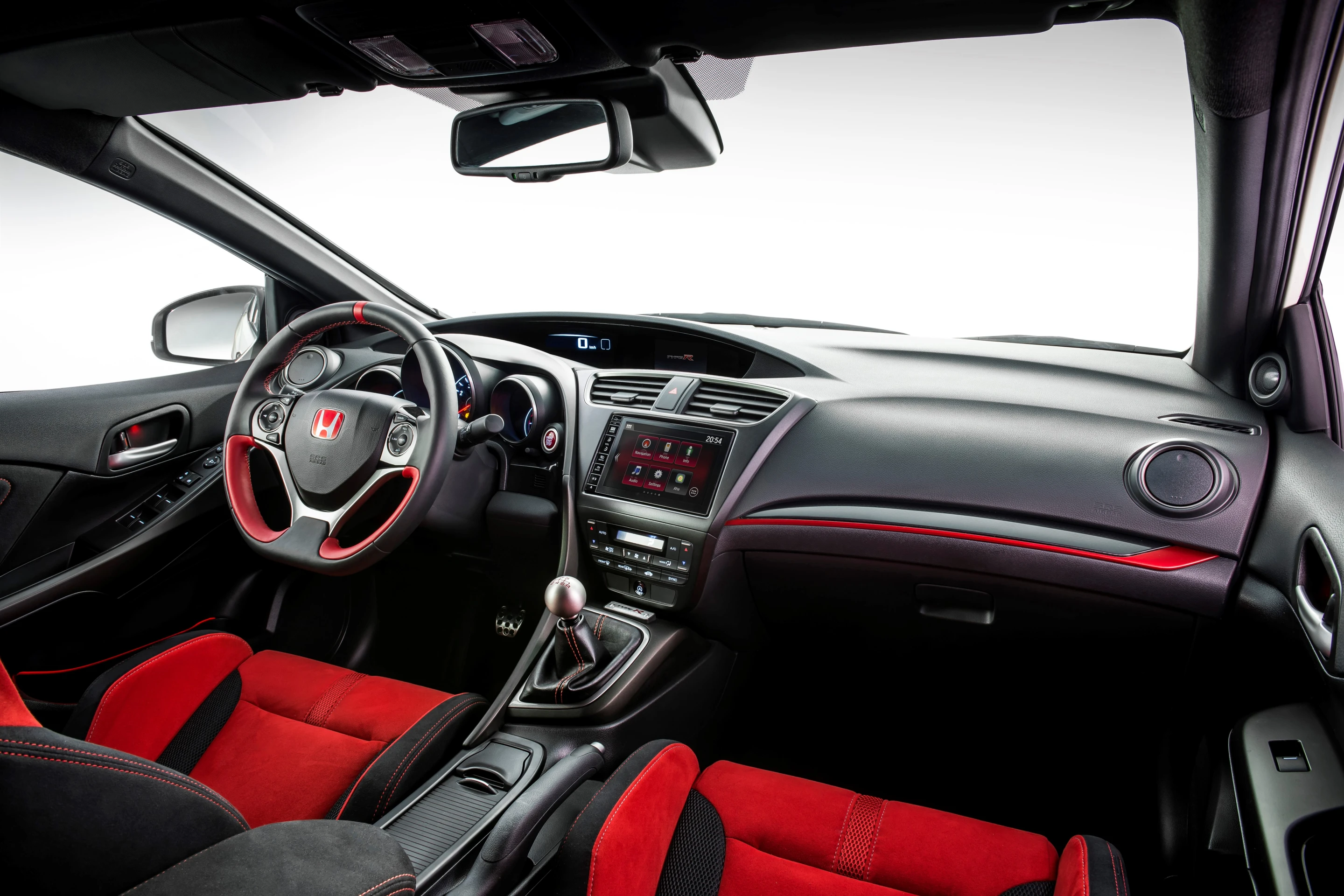 Red and black is the motif that Honda has stuck with inside the new Type-R