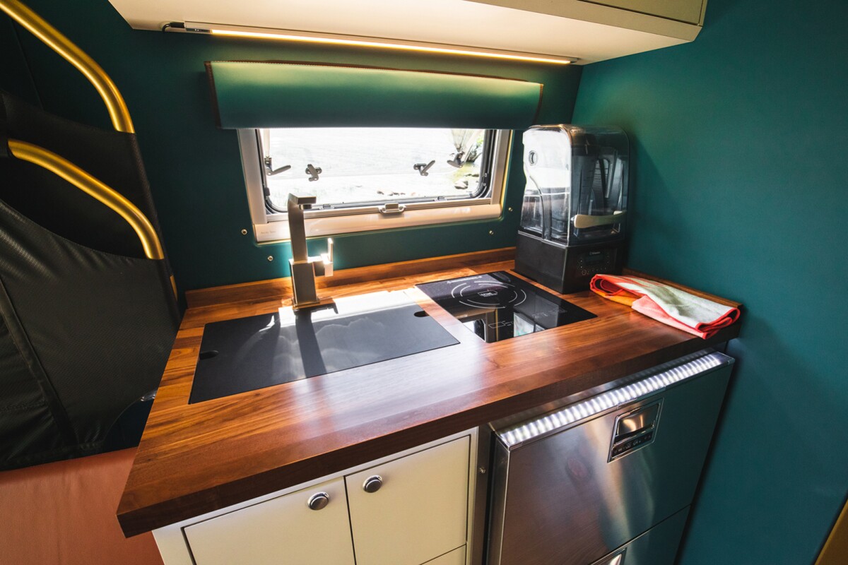 The stylish kitchen combines lightweight structural components with more features than average