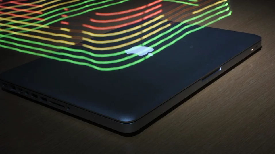 A MacBook's electromagnetic field brought to life (Video still: Luke Sturgeon and Shamik Ray)