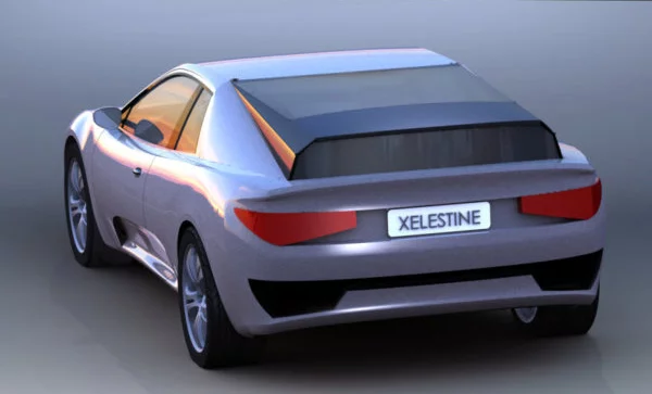 Xelestine's transformable sportscar concept features a rear window that can be raised to provide extra luggage space