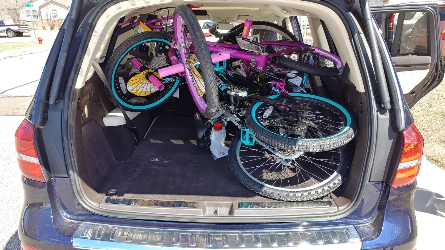 We managed to get three new bicycles into the back of the GLS and still had the second row up so that we could get five passengers inside