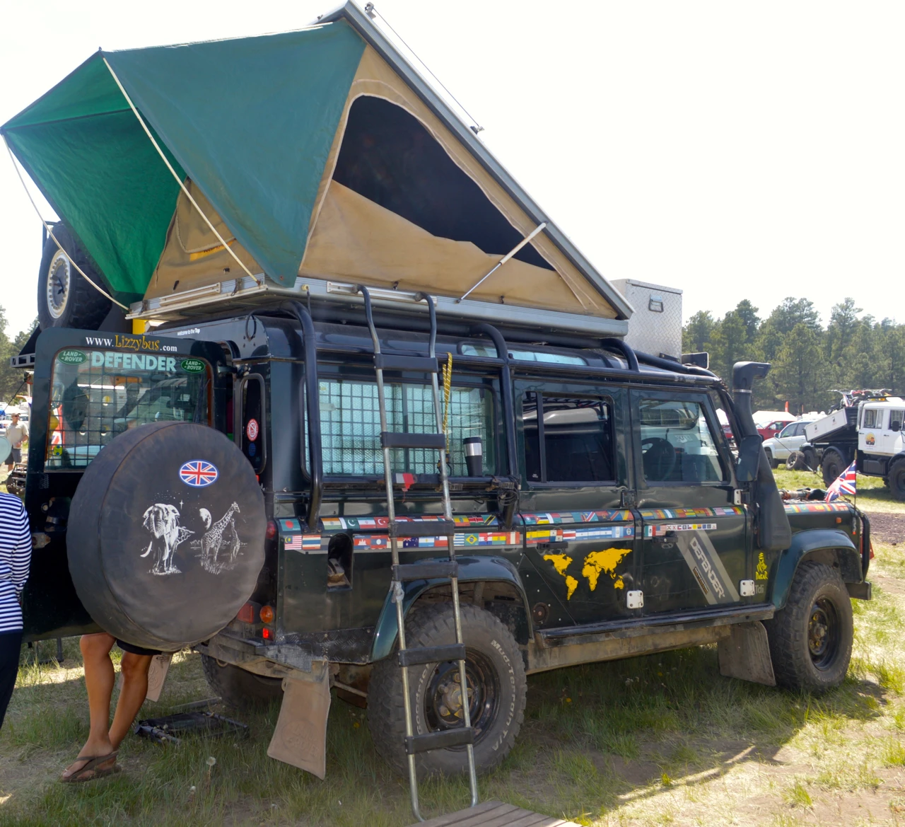 This 1996 Land Rover Defender 110 300 TDi-based camper is nicknamed "Lizzy"