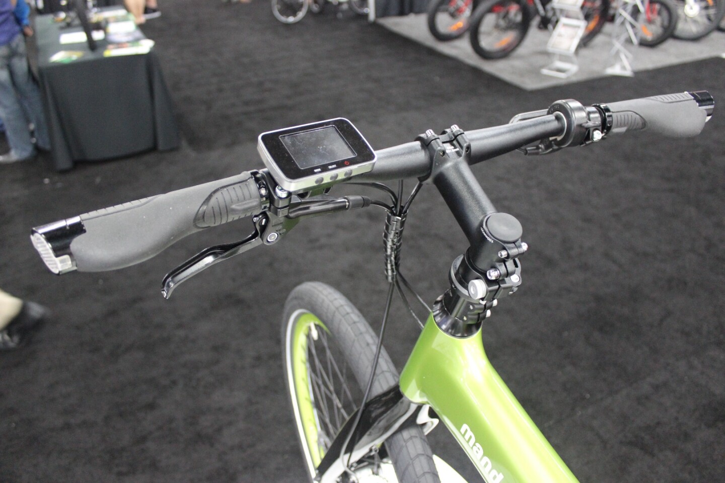 Riders can view stats such as speed and battery charge level on a detachable 2.4-inch color LCD screen