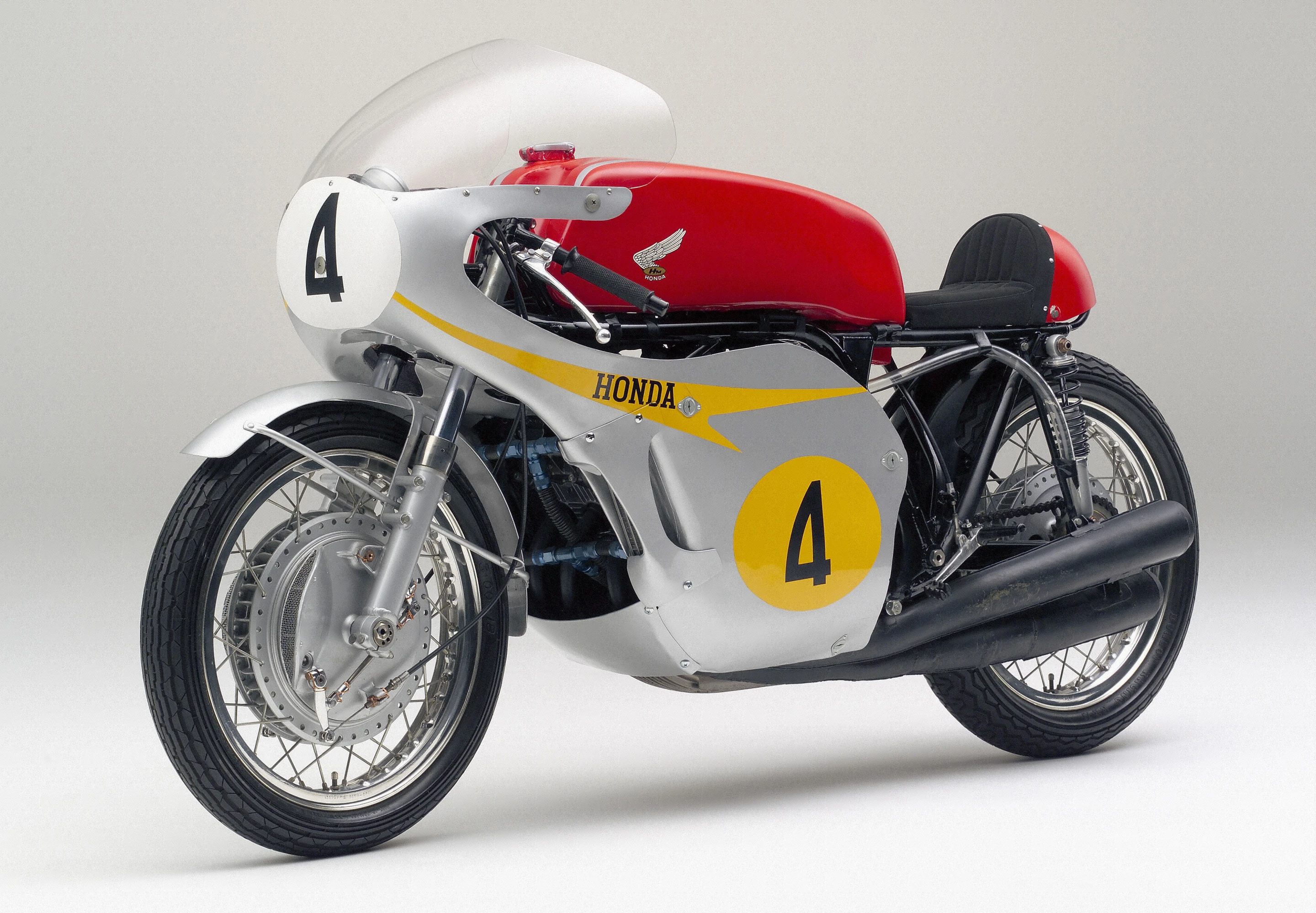 Honda's 1967 RC181 DOHC 500cc Four-cylinder racing bike as ridden by Mike Hailwood, set the TT lap record in 1967