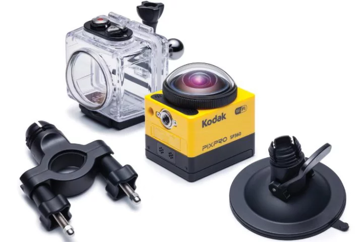 The Kodak PixPro SP360, with some of its optional extras