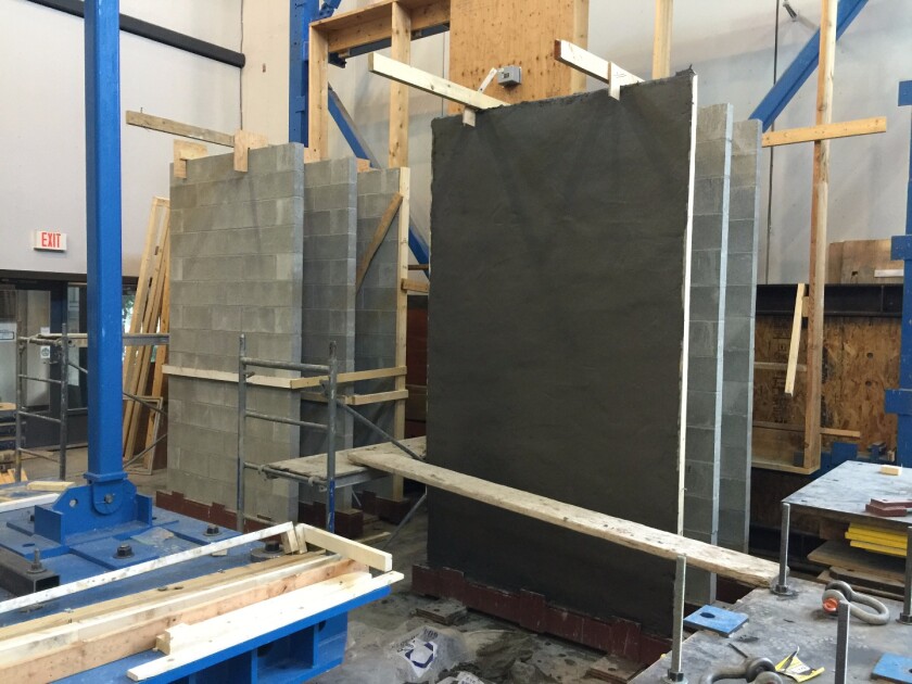 An unprotected wall (left) and one coated with EDCC (right)