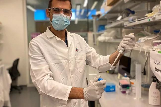 Study author Nick Mitrousis in the lab at the University of Toronto