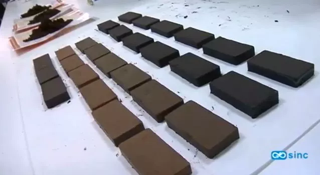 Samples of the paper-based bricks (Photo: Plataforma SINC)