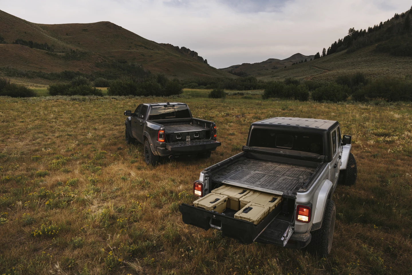 The new Decked two-drawer system for full-size trucks (left) and single-drawer system for midsize trucks