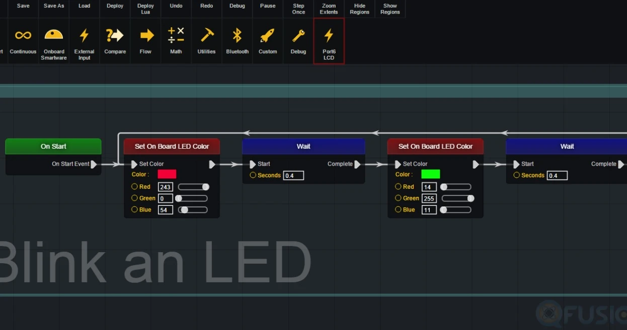 Cubit allows modules to be linked simply by dragging connector wires on screen in the Cubit Workshop software