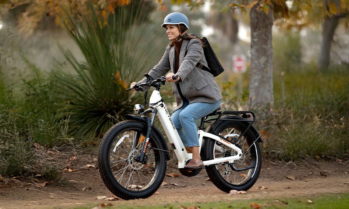Front suspension and 4-inch fat tires should soak up uneven terrain for a comfortable assisted ride