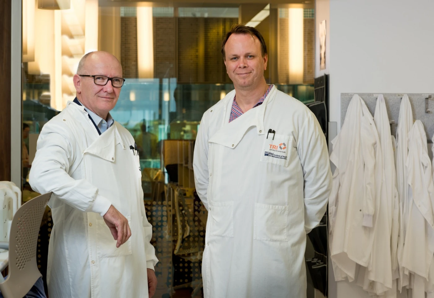 Professors Ken O'Byrne (left) and Derek Richard are developing an anti-aging drug