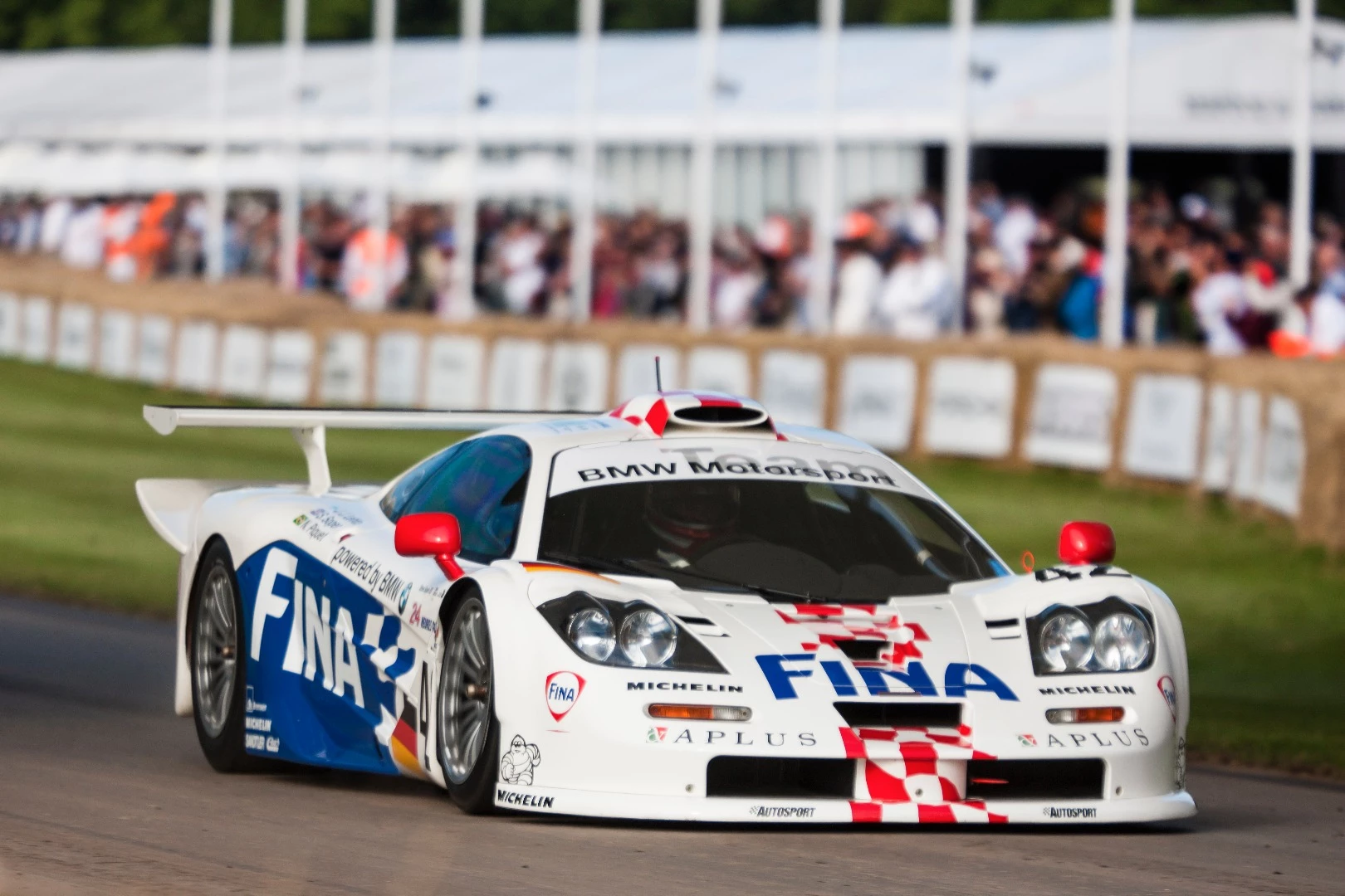 The McLaren F1 GTR Longtail on the move at Goodwood