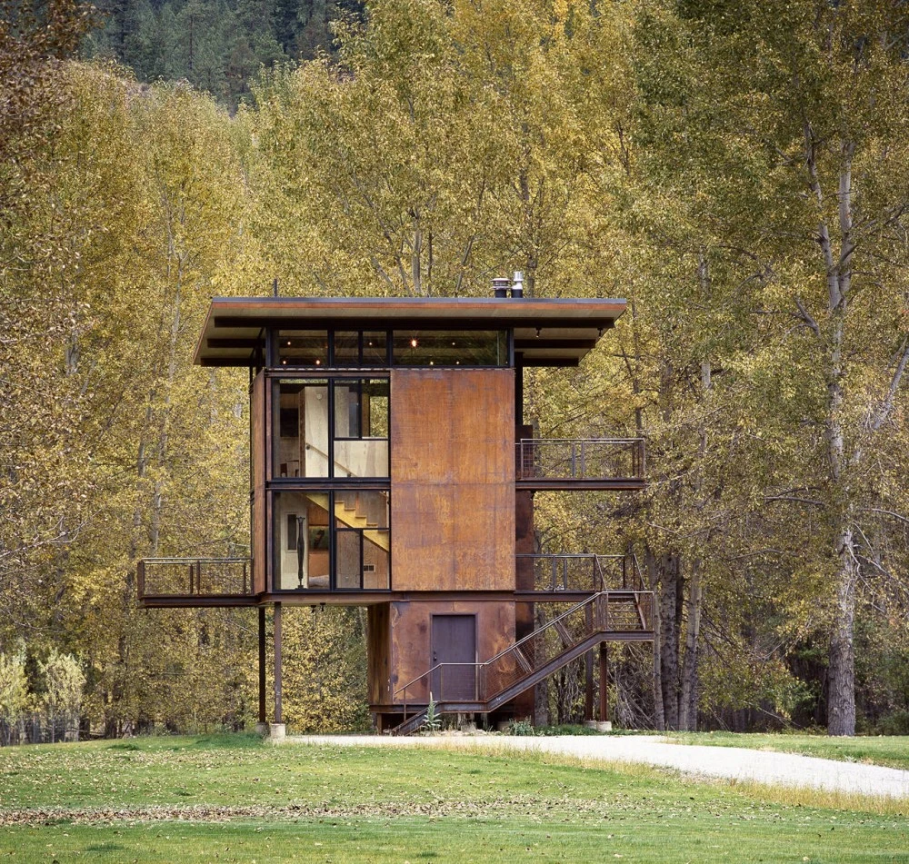 The Delta Shelter with its protective shutters open(Photo: Benjamin Benschneider)