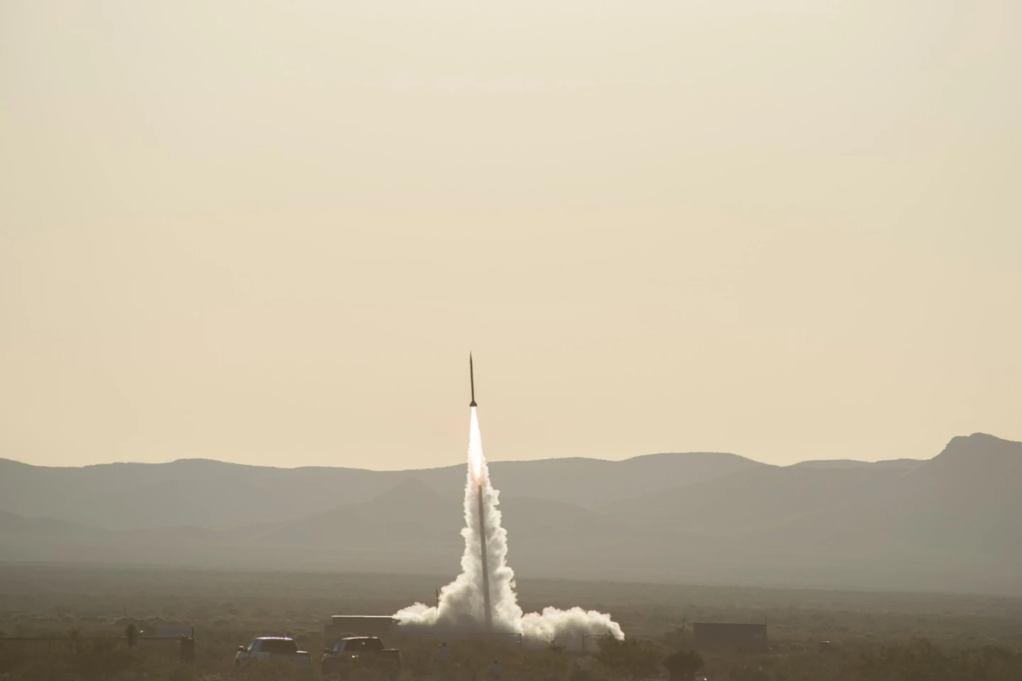 Test rocket lifting off in New Mexico