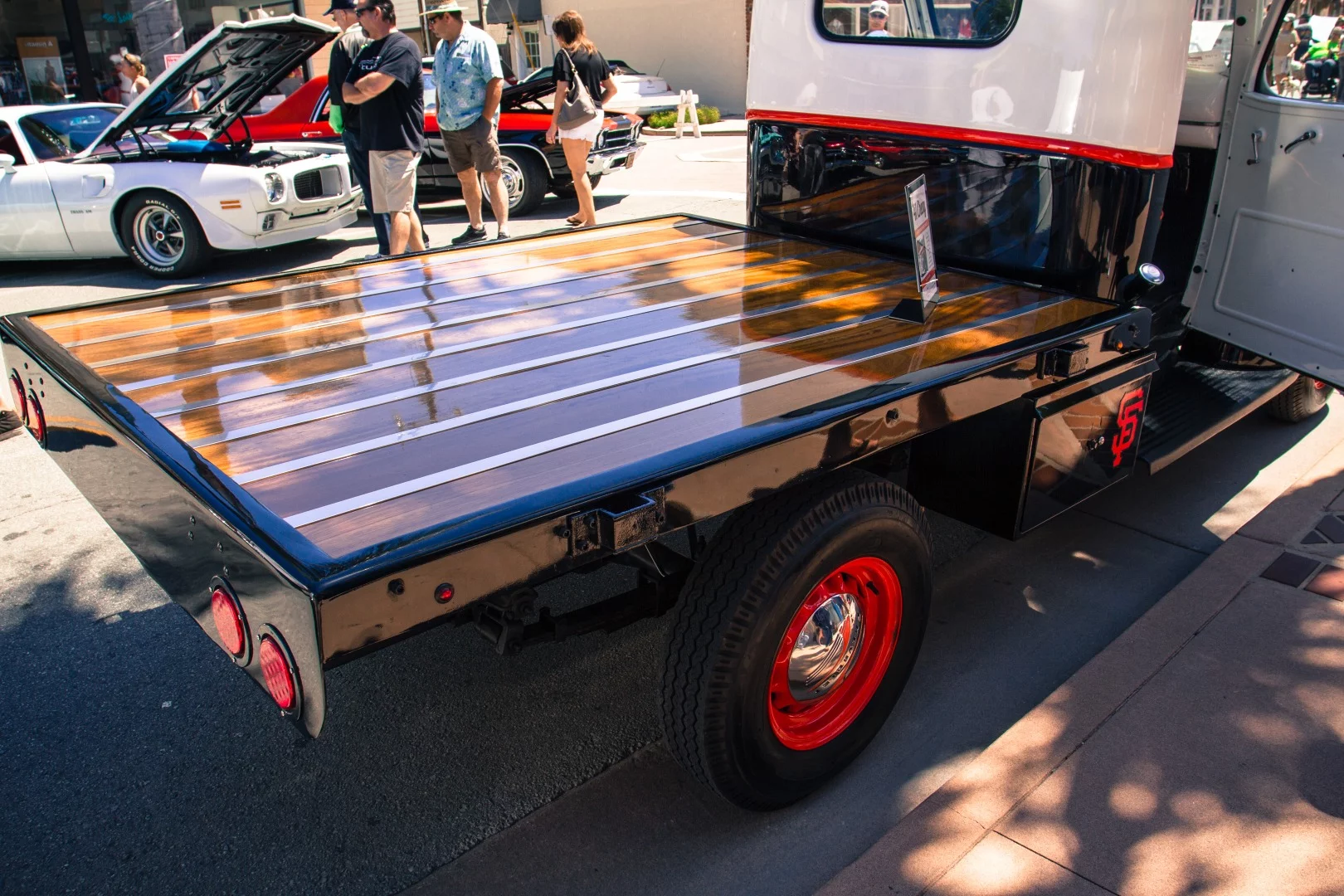 The flatbed's beatiful wood inlay on this 1941 Chevy Truck will probably never see another load again