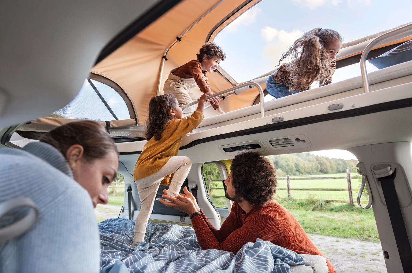 Create a treehouse space for the kids or let the kids stay downstairs while parents sleep upstairs