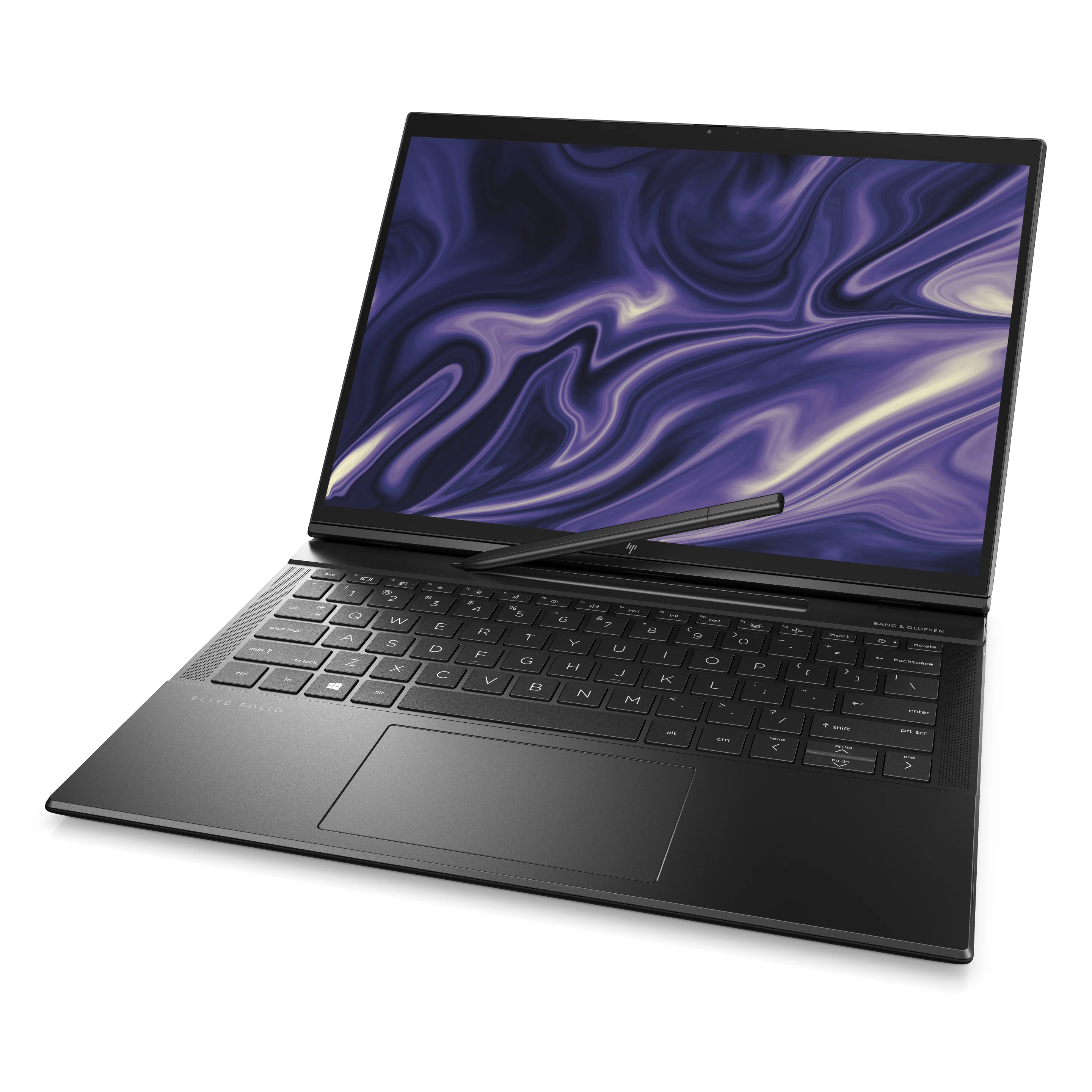 The Elite Folio comes with a pen stylus that docks above the keyboard