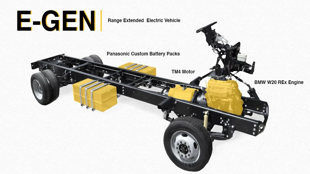 The range-extending engine of the Workhorse pick-up and truck originates from BMW where it is used in the i3 car