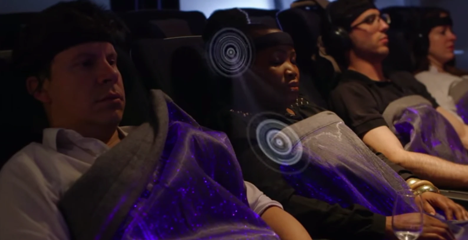 The happiness blanket monitors brain activity and displays it on the fiber optic blanket