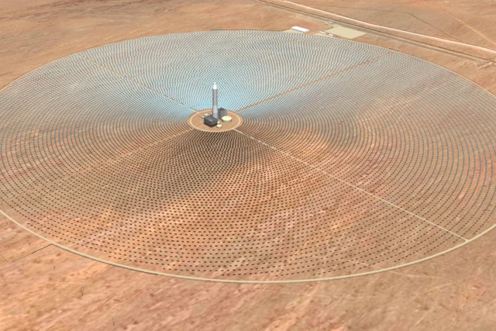 Artist's impression of SolarReserve's Concentrated Solar Power Tower plant