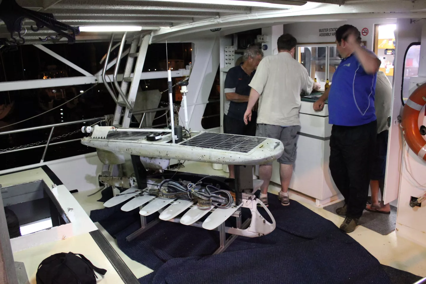 The Papa Mau's floating and winged platforms, which were much farther apart when the robot was at sea