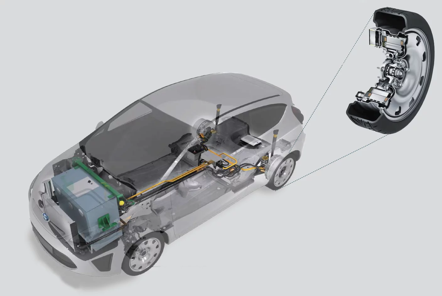 Cutaway view of the eWheelDrive hub motor