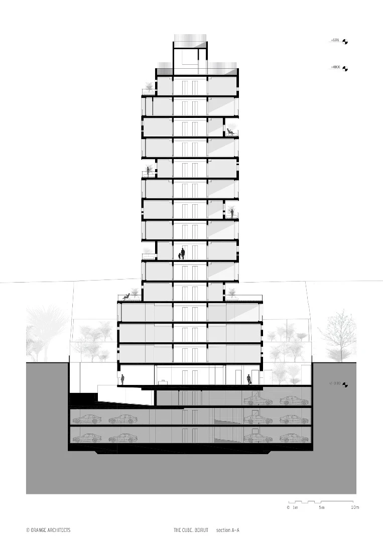 Architectural drawing of The Cube