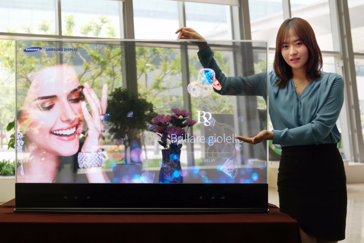 Samsung's 55-inch Transparent OLED display at Retail Asia Expo 2015 in Hong Kong