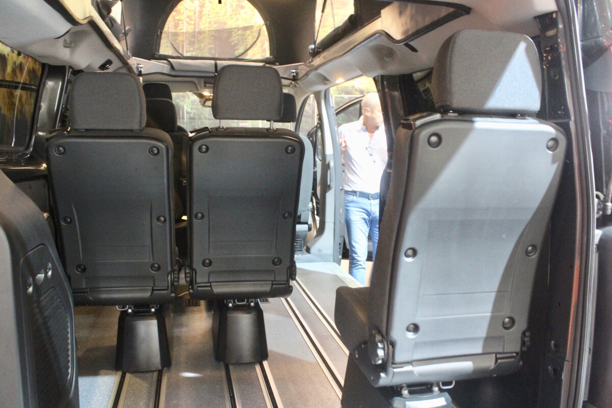 The floor rails can be used to secure seats, gear and more