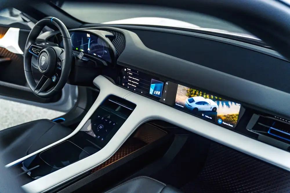 The Mission E Cross Turismo exterior yells "rugged rally wagon," but its interior adds quietly, "luxury four-door"