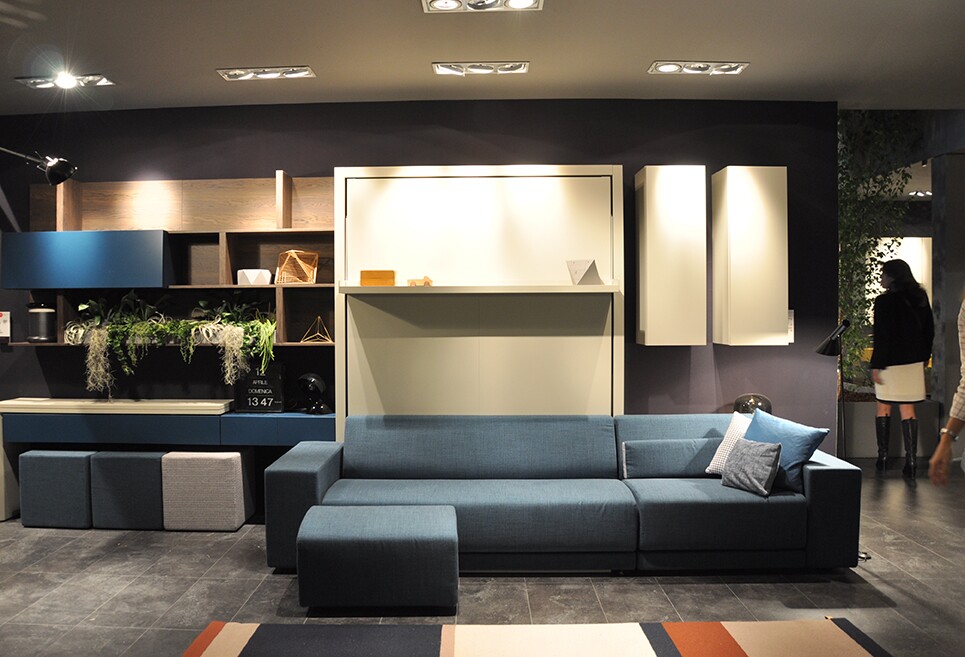 Oslo is a transformable system composed of a double bed and sofa