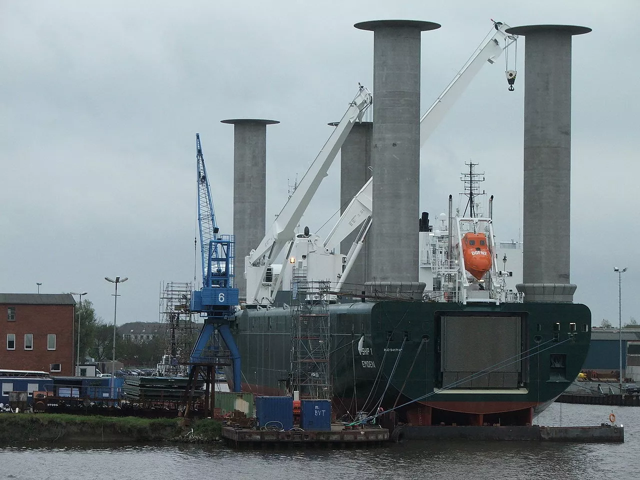 Enercon's E-Ship 1, one of the first modern Flettner rotor sail ships developed