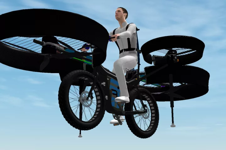 A team of enthusiasts from a number of Czech companies has designed a flying bicycle with six propellers for lift and stability, and is about to start building the FBike ahead of scheduled test flights in August