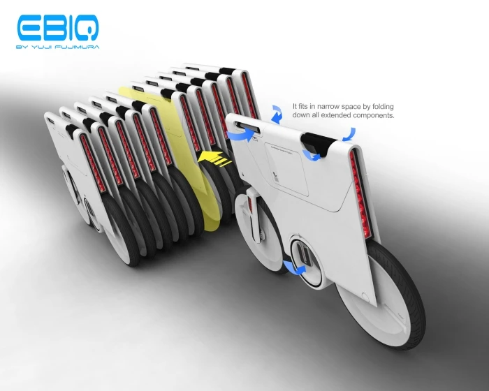 The Electric Bike Version 2 is designed to slide into small footprint parking slots