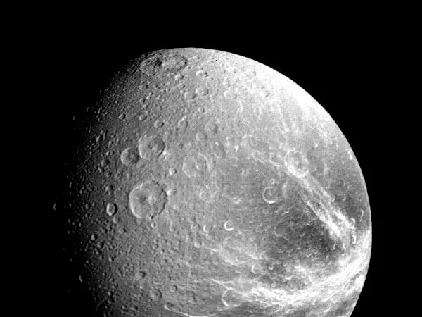 Saturn's moon Dione, seen from Voyager 1