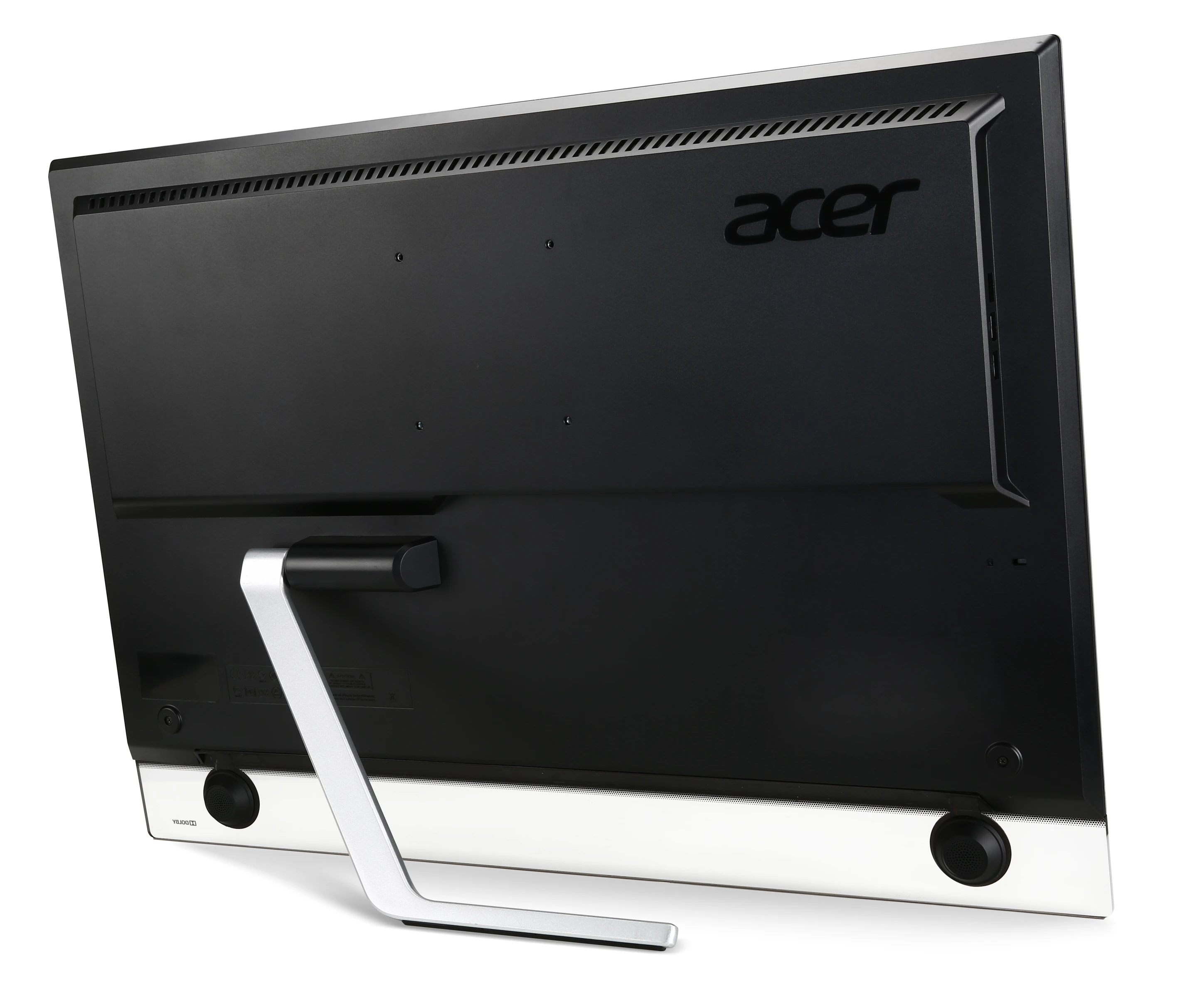 An asymmetric stand to the rear caters for a 30 to 80 degree tilt