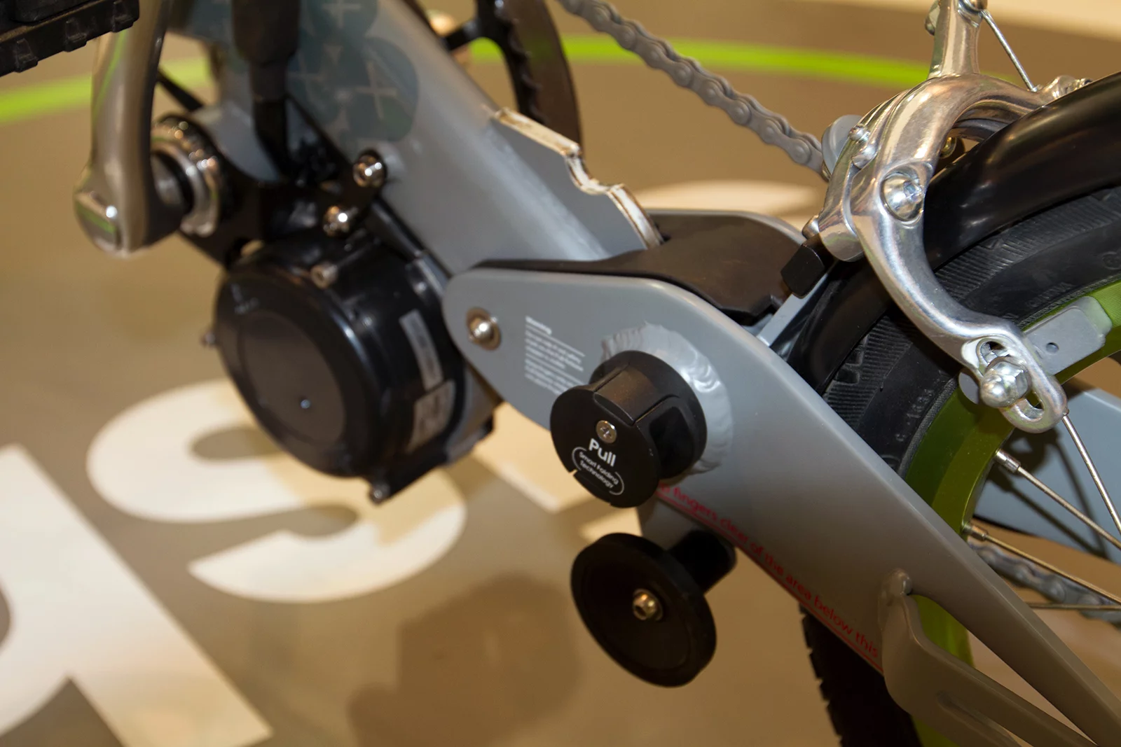 A component of the bike's folding system