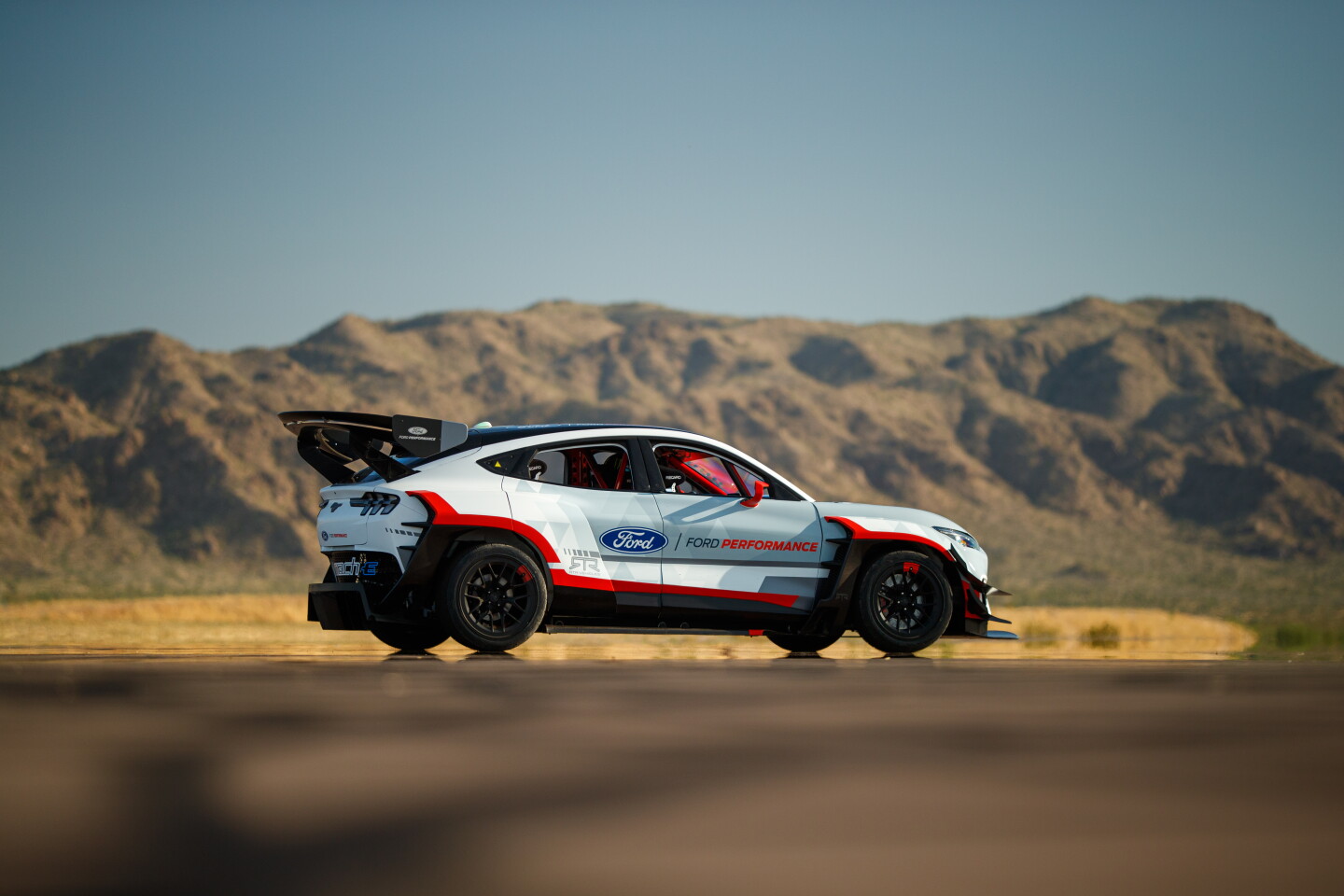Ford will give the Mustang Mach-E 1400 a public driving debut at an upcoming Nascar event